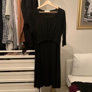 Latched Mama Cotton 3/4 Sleeve Drawstring Dress